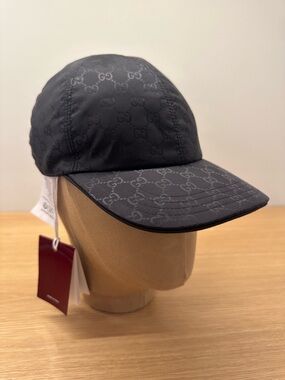 Gucci Black Monogram Baseball Cap Small